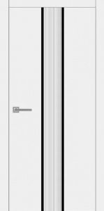 Дверь Carda Е-1 Белый софт молдинг вертикальный черный/волна кромка в цвет полотна