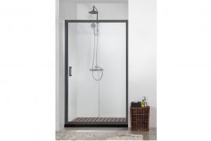 Душевая дверь Aquatek AQ ARI RA 12020BL , двухэлементная, раздвижная 1200x2000,  профиль черный,стекло прозрачное