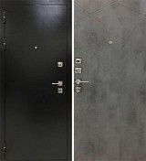 Дверь стальная  Marcus Авангард черная шагрень/ бетон темный